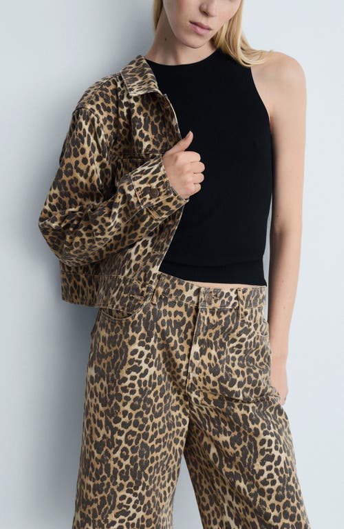 Mango Leopard Print High Waist Bermuda Shorts In Brown