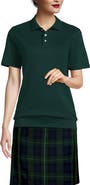 Lands' End Short Sleeve Banded Bottom Polo Shirt