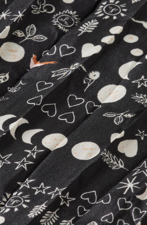 Scotch & Soda Mixed Print Crinkle Pleat Skirt In Black
