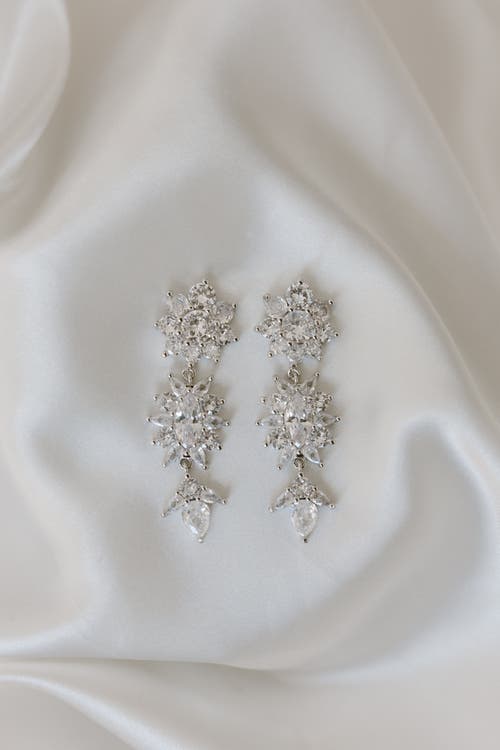 Untamed Petals Keepsake Crystal Drop Earrings In Silver