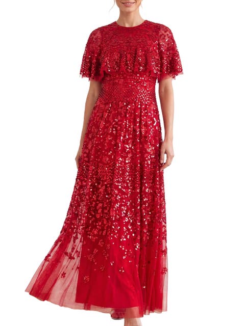 Snowdrop Cape Embellished Maxi Dress