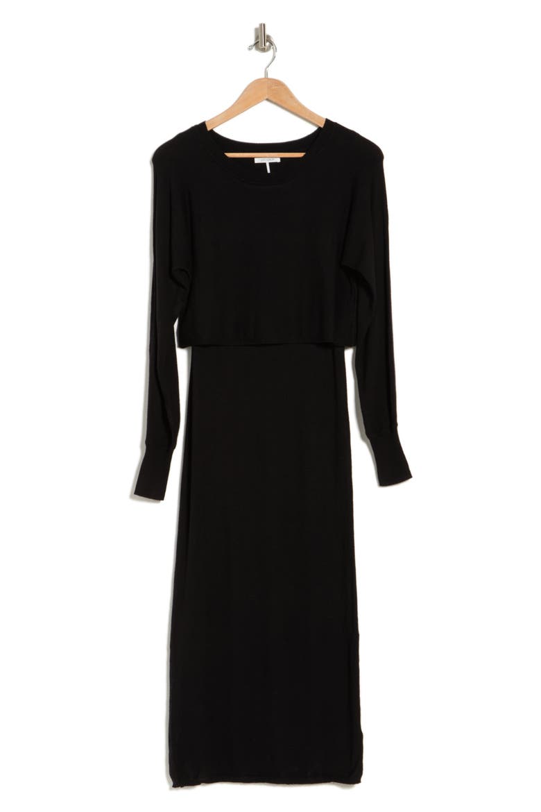 Frisco 2-Fer Sweater Midi Dress, Alternate, color, BLACK