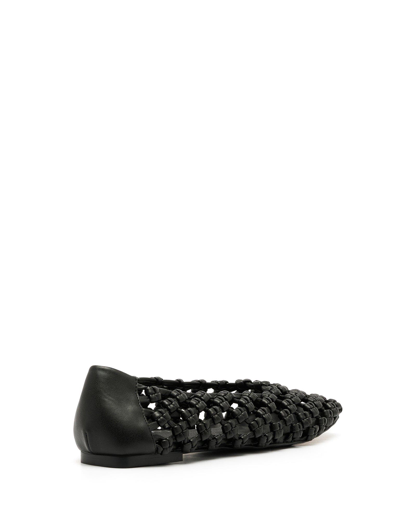 Genesis Square Toe Woven Flats, Alternate, color, BLACK SMOOTH PU