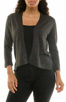 Nina Leonard Glitter Open Front Shrug