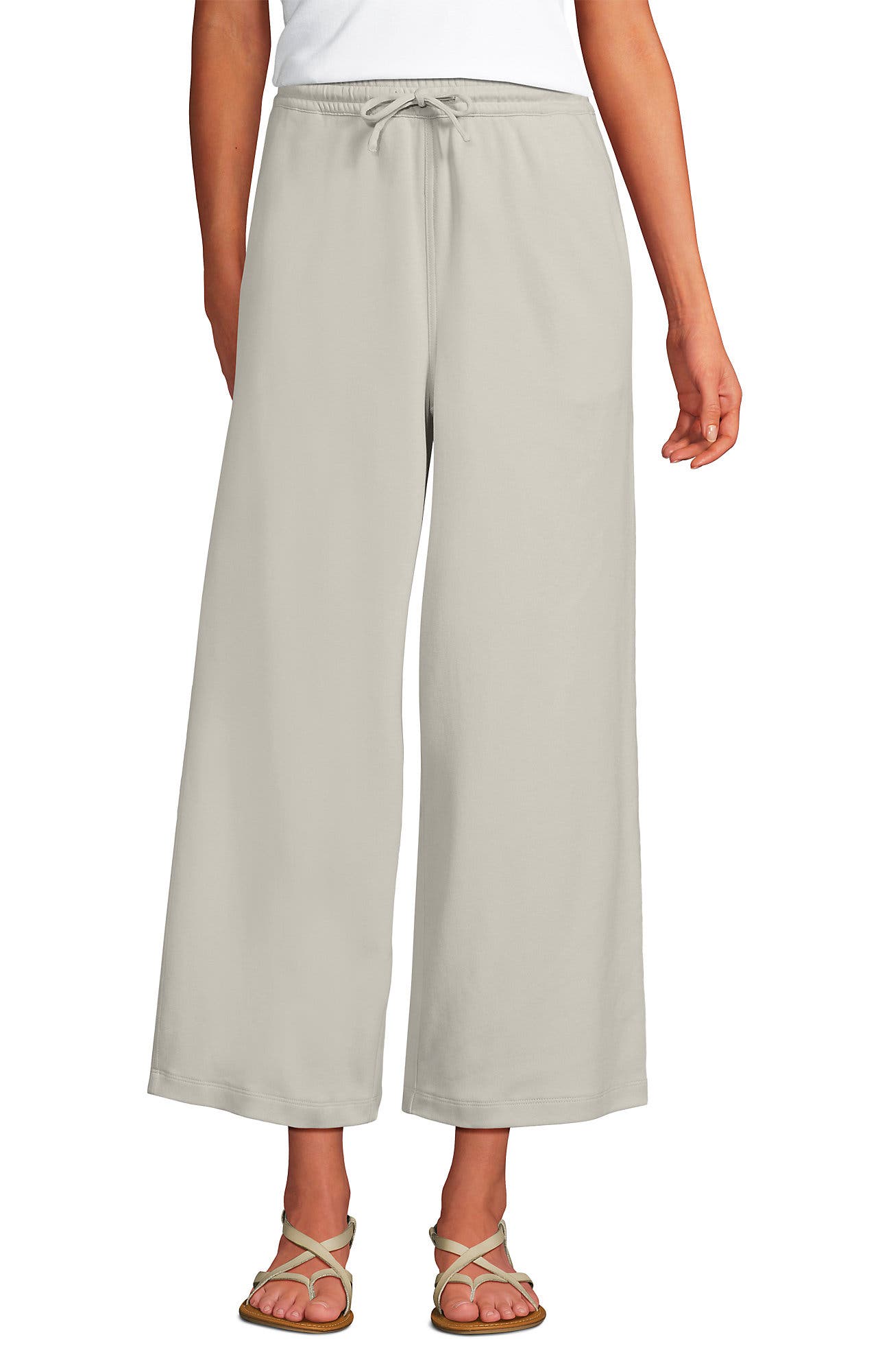 Sport Knit Pull On Drawstring Wide Leg Crop Pants - image 5