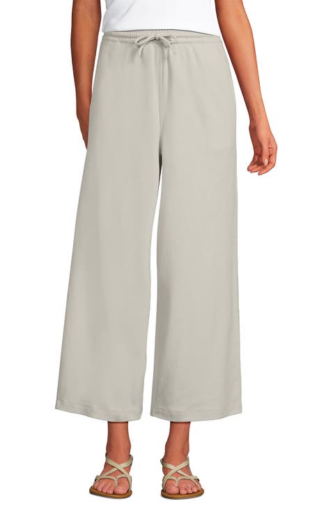 Sport Knit Pull On Drawstring Wide Leg Crop Pants