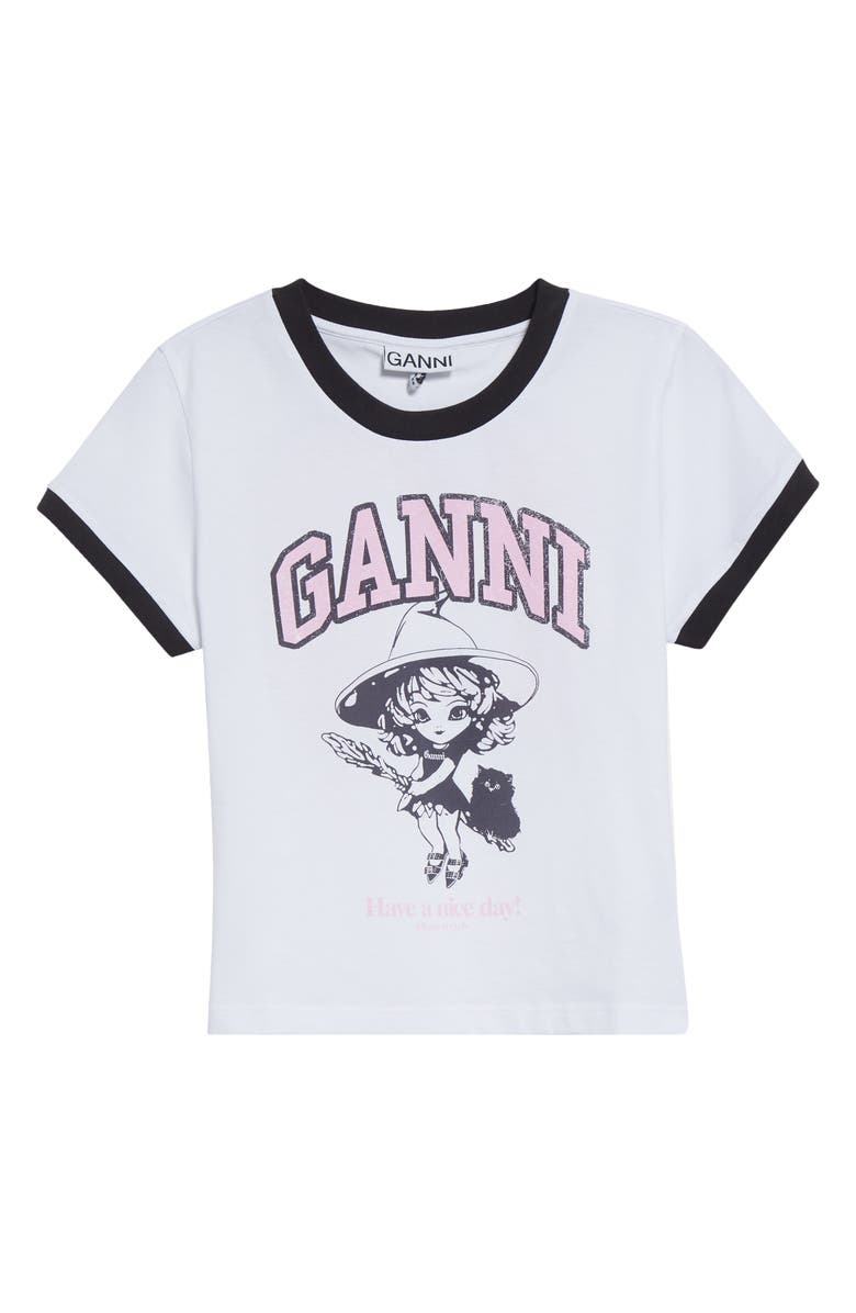 Ganni Logo Jersey Organic Cotton Baseball T-Shirt, Alternate, color, 