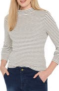 NZT by NIC+ZOE Stripe Long Sleeve Mock Neck T-Shirt