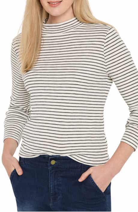NZT by NIC+ZOE Stripe Long Sleeve Mock Neck T-Shirt