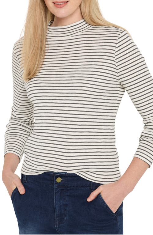 Nzt By Nic+zoe Stripe Long Sleeve Mock Neck T-shirt In Multi