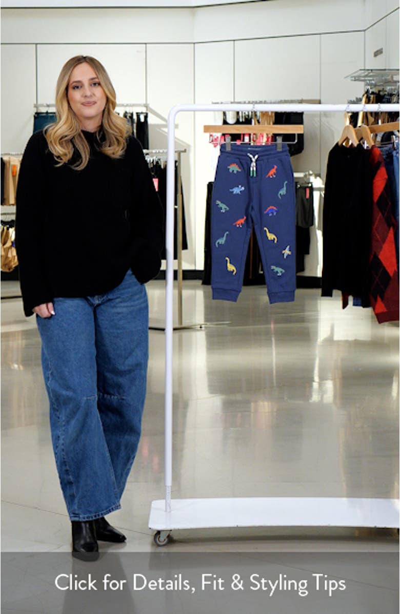 Kids' Dinosaur Embroidered Cotton Joggers, sales video thumbnail