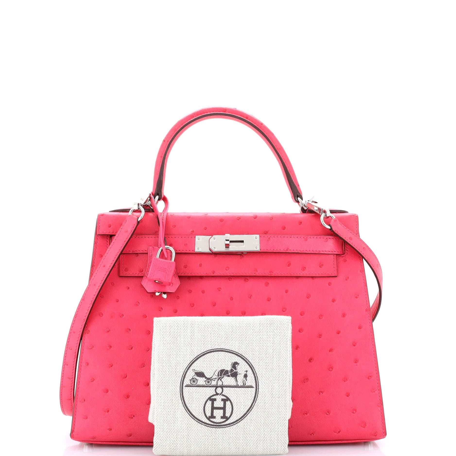 Pre-Owned Hermes Kelly Handbag Pink Ostrich with Palladium Hardware 28, Alternate, color, 