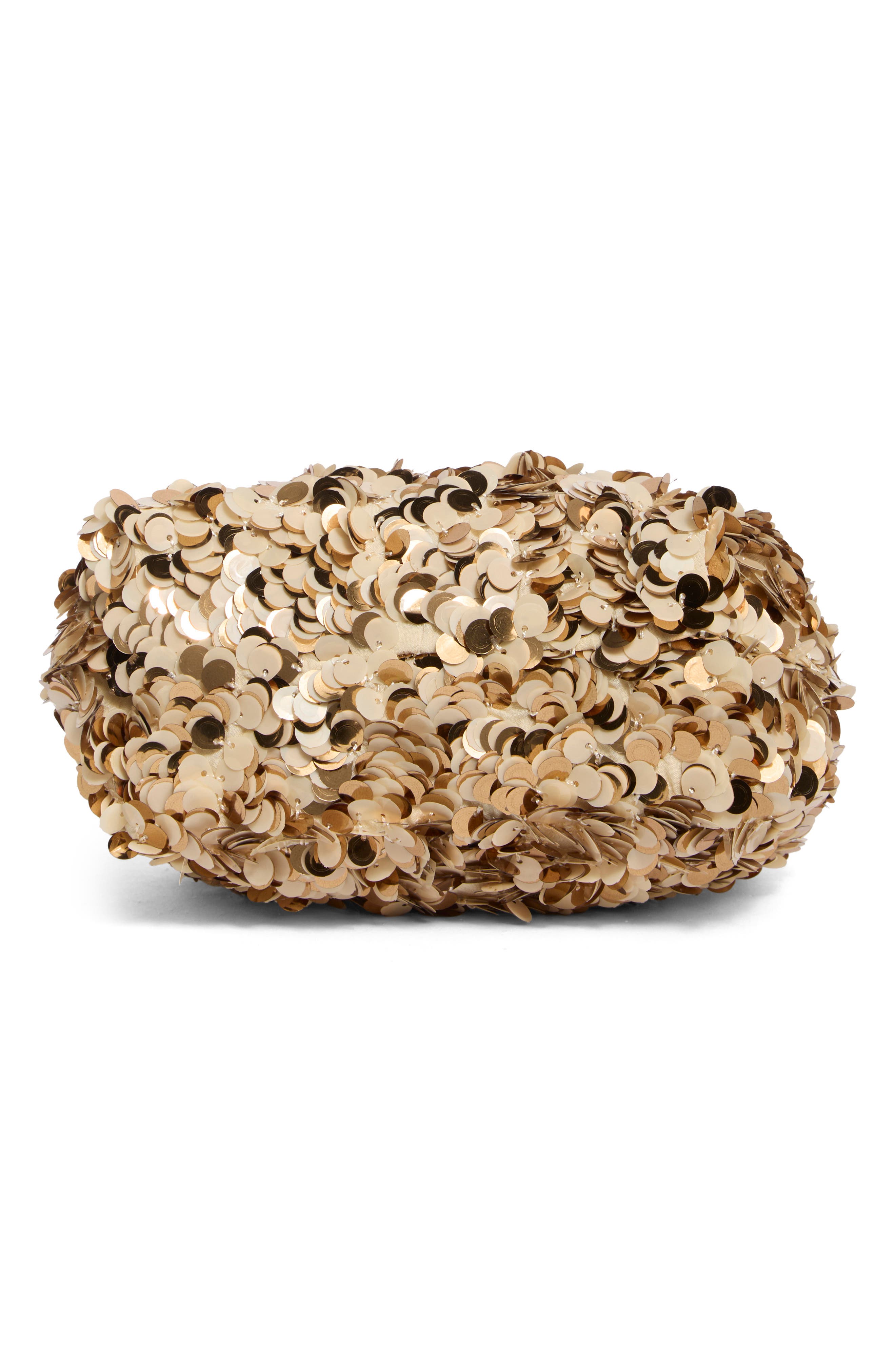 Sharma Sequin Pouch Bag, Alternate, color, NATURAL
