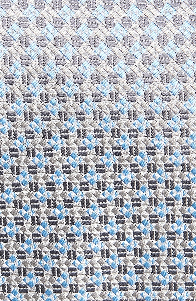 David Donahue Geometric Jacquard Silk Tie, Alternate, color, Gray