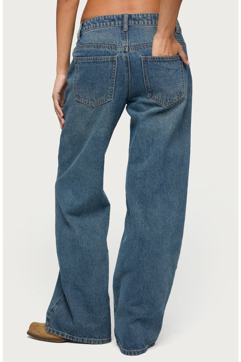 Charla Studded Low Rise Baggy Jeans, Alternate, color, BLUE-WASHED