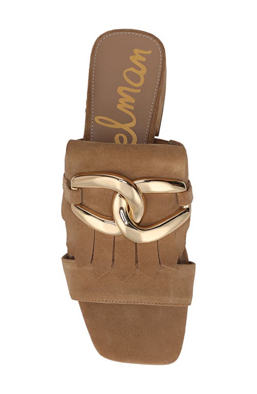 Sam Edelman Darby Slide Block Heel Sandal Camel Leather