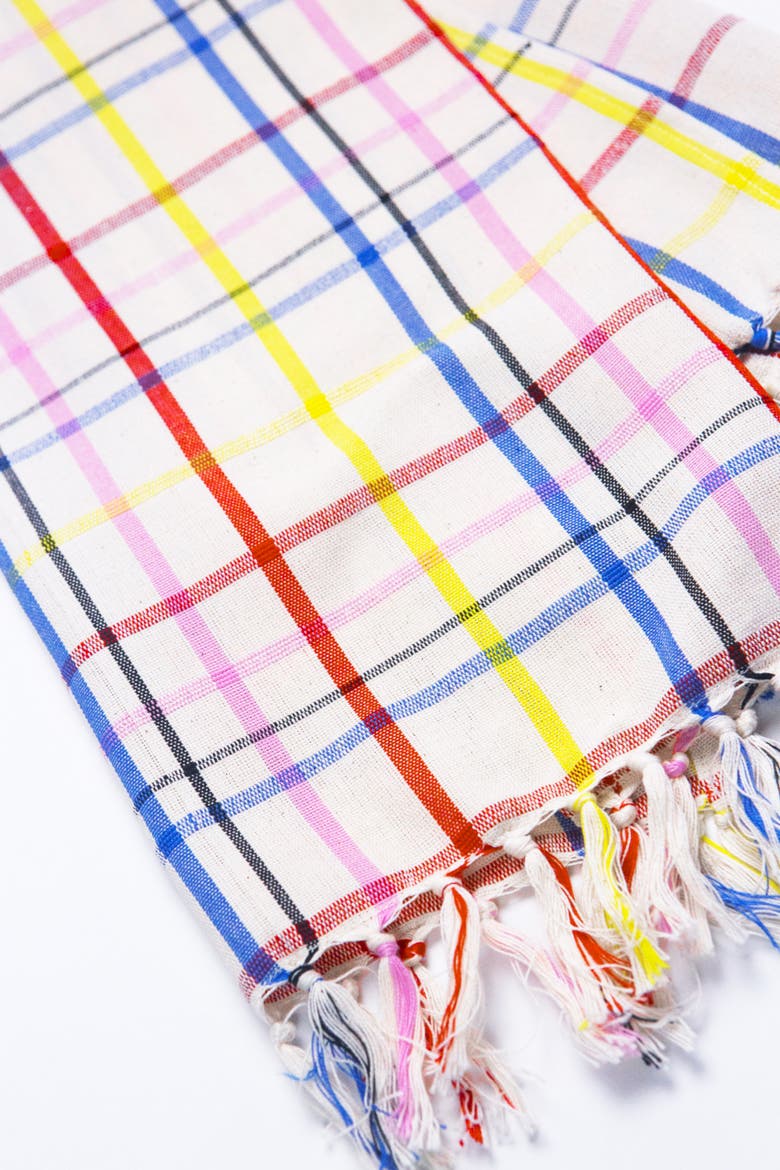 Vera Plaid Handwoven Cotton Kitchen Towel, Alternate, color, White