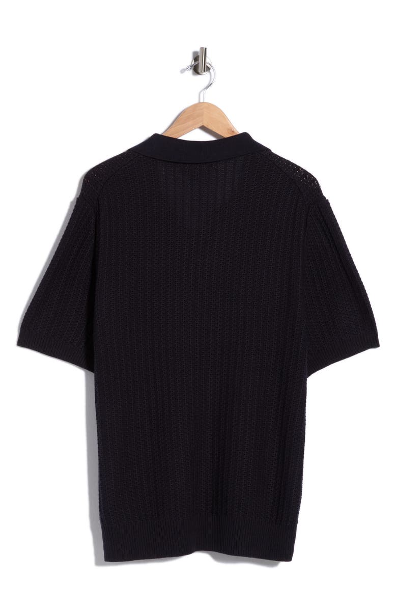 JASON WU Johnny Collar Textured Cotton & Cashmere Blend Knit Polo, Alternate, color, Navy