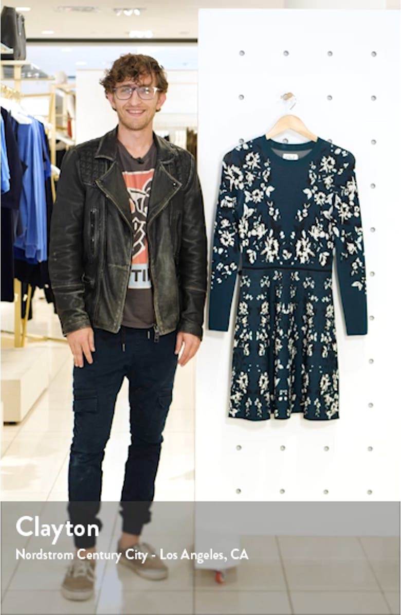 Floral Long Sleeve Fit & Flare Sweater Dress, sales video thumbnail