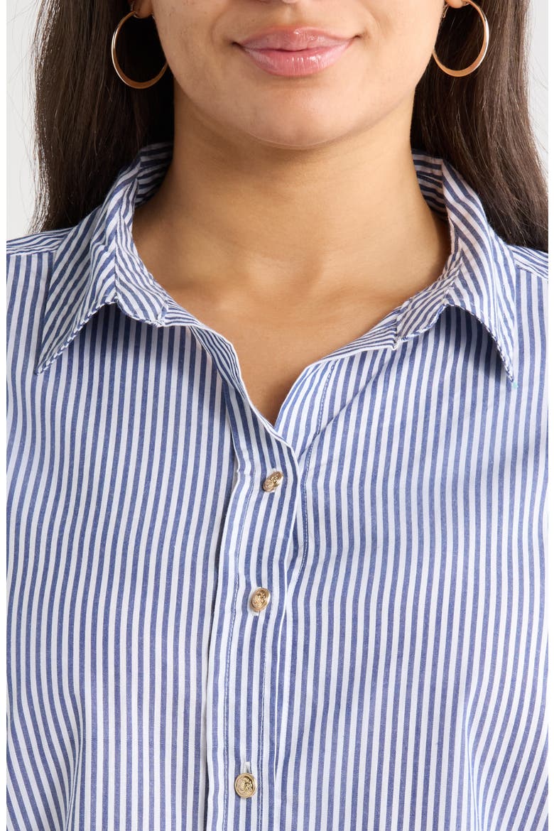 Bentley Stripe Cotton Button-Up Shirt, Alternate, color, SANTORINI