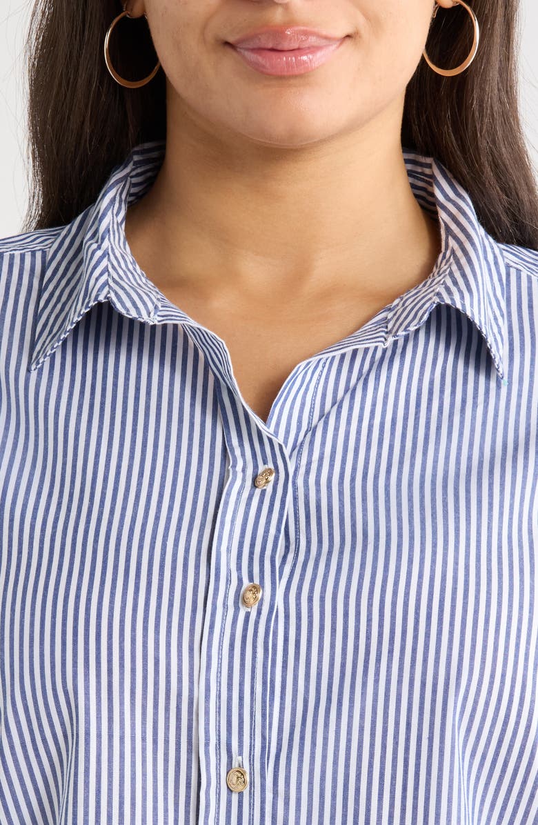 beachlunchlounge Bentley Stripe Cotton Button-Up Shirt, Alternate, color, Santorini