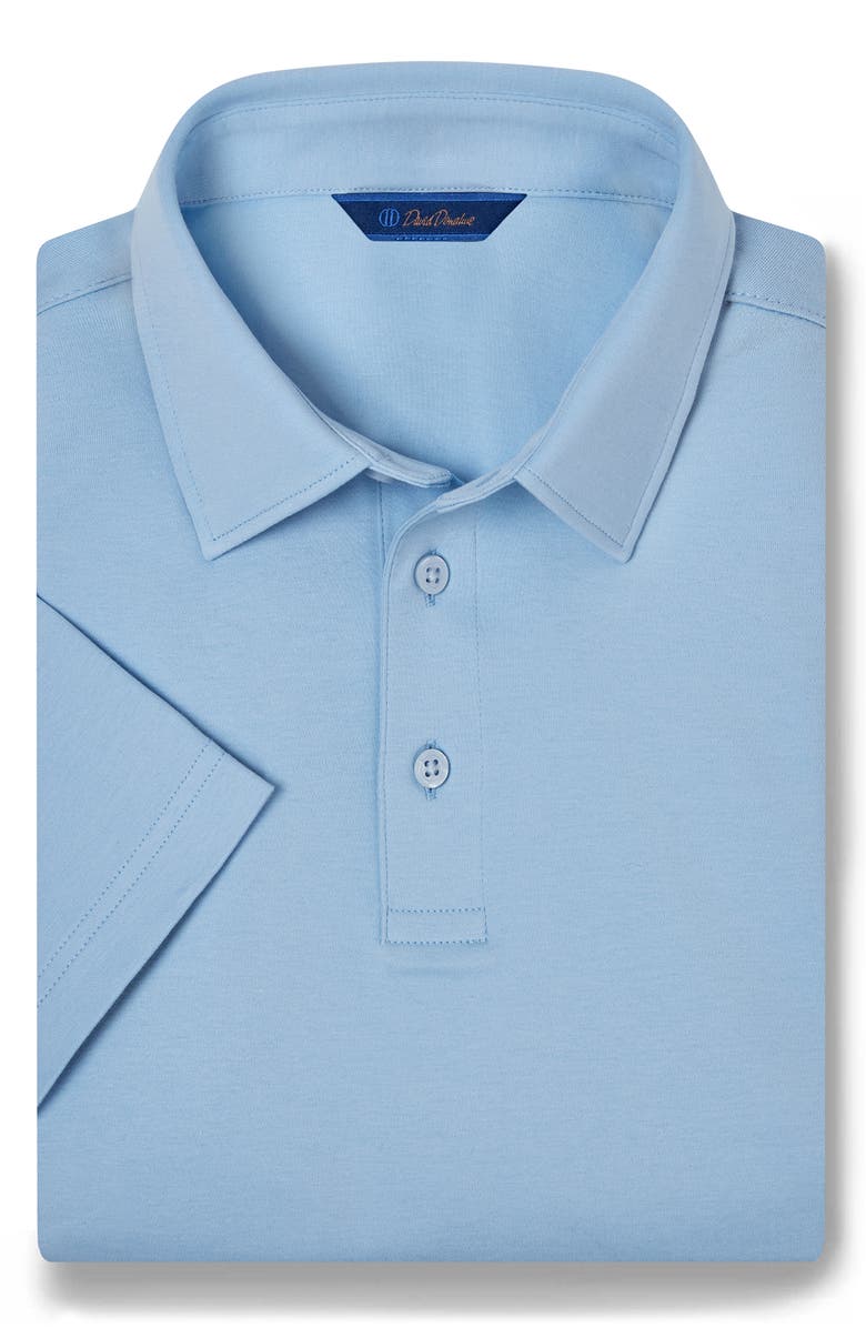 David Donahue Solid Interlock Cotton Polo, Main, color, Sky