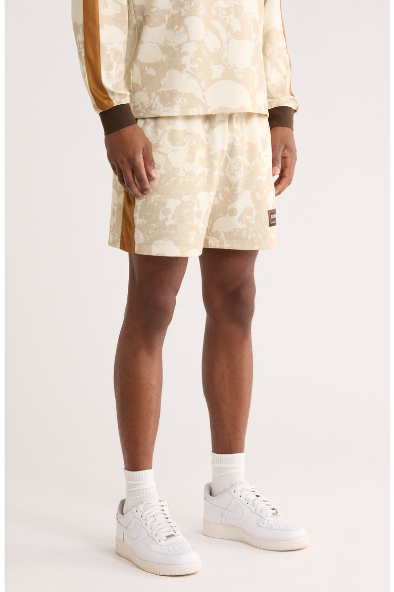 Despair Skull Print Active Shorts, Alternate, color, ECRU