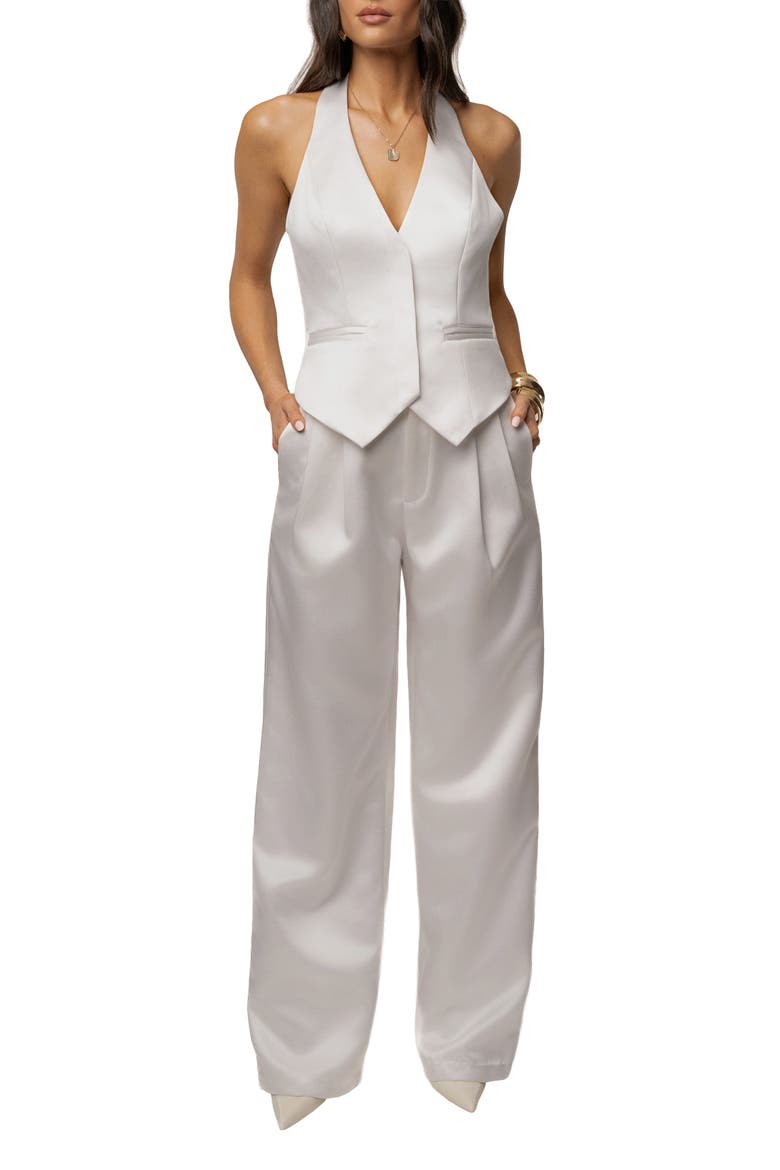 City Nights Satin Vest, Alternate, color, White