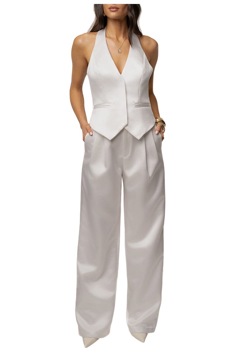 JLUXLABEL City Nights Satin Vest, Alternate, color, White