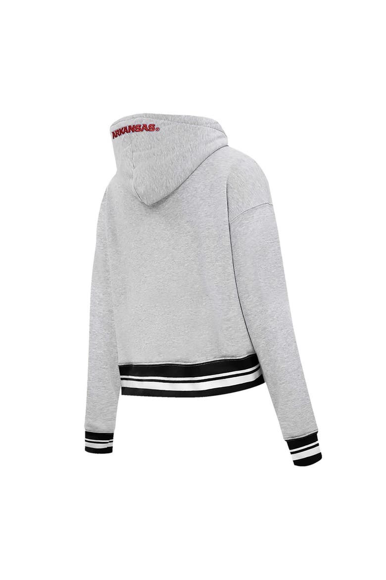 Women's Pro Standard Heather Gray Arkansas Razorbacks Script Tail Fleece Cropped Pullover Hoodie, Alternate, color, Heather Gray