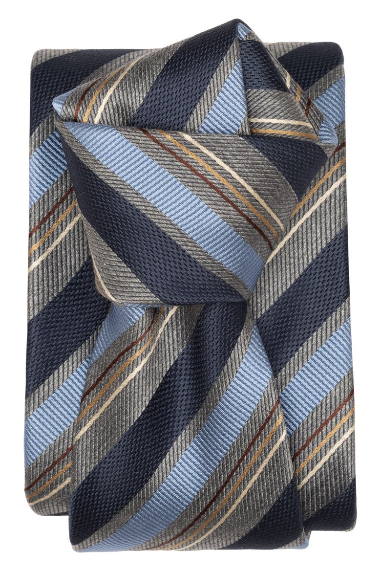 Espada - Silk Jacquard Tie for Men, Alternate, color, Blue and Grey