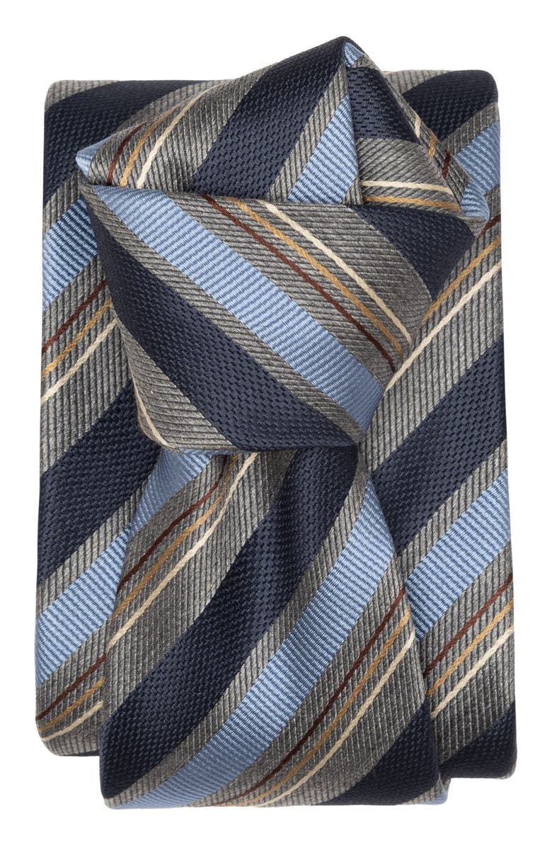Elizabetta Espada - Extra Long Silk Jacquard Tie for Men, Alternate, color, Blue And Grey