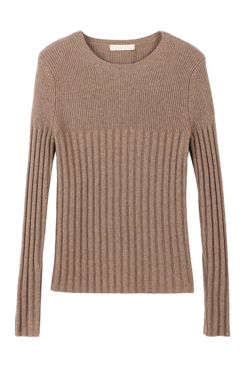 Rib-Knit Cashmere Crew Neck Sweater, Alternate, color, taupe