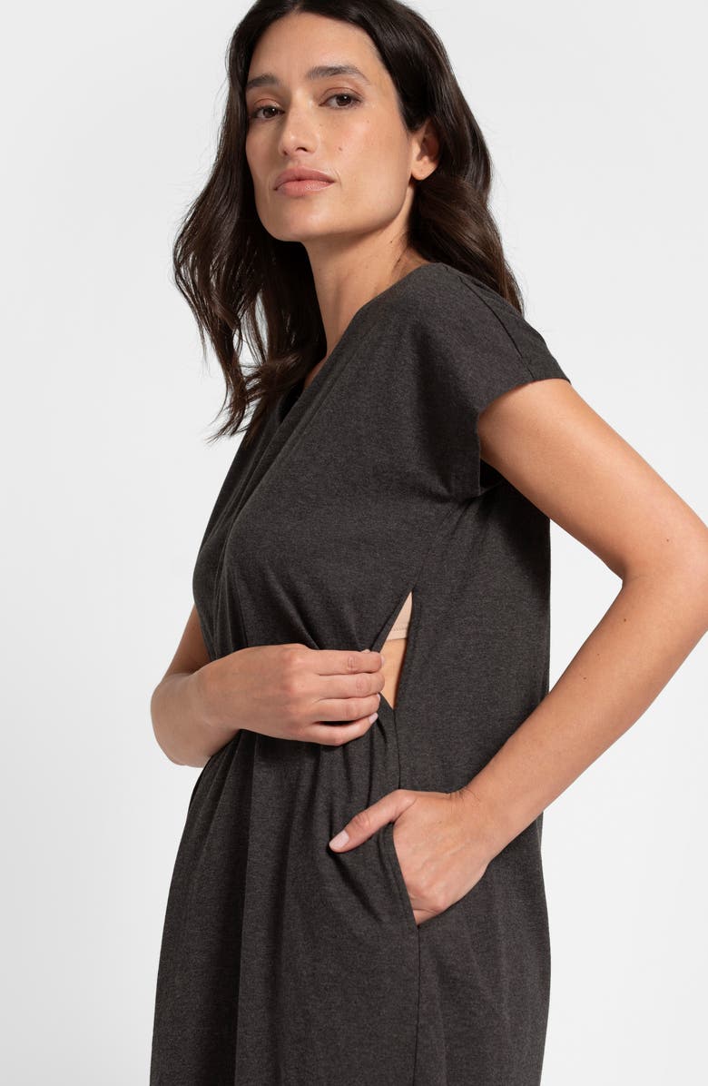 Seraphine Maternity/Nursing Organic Cotton Labor Nightgown, Alternate, color, 