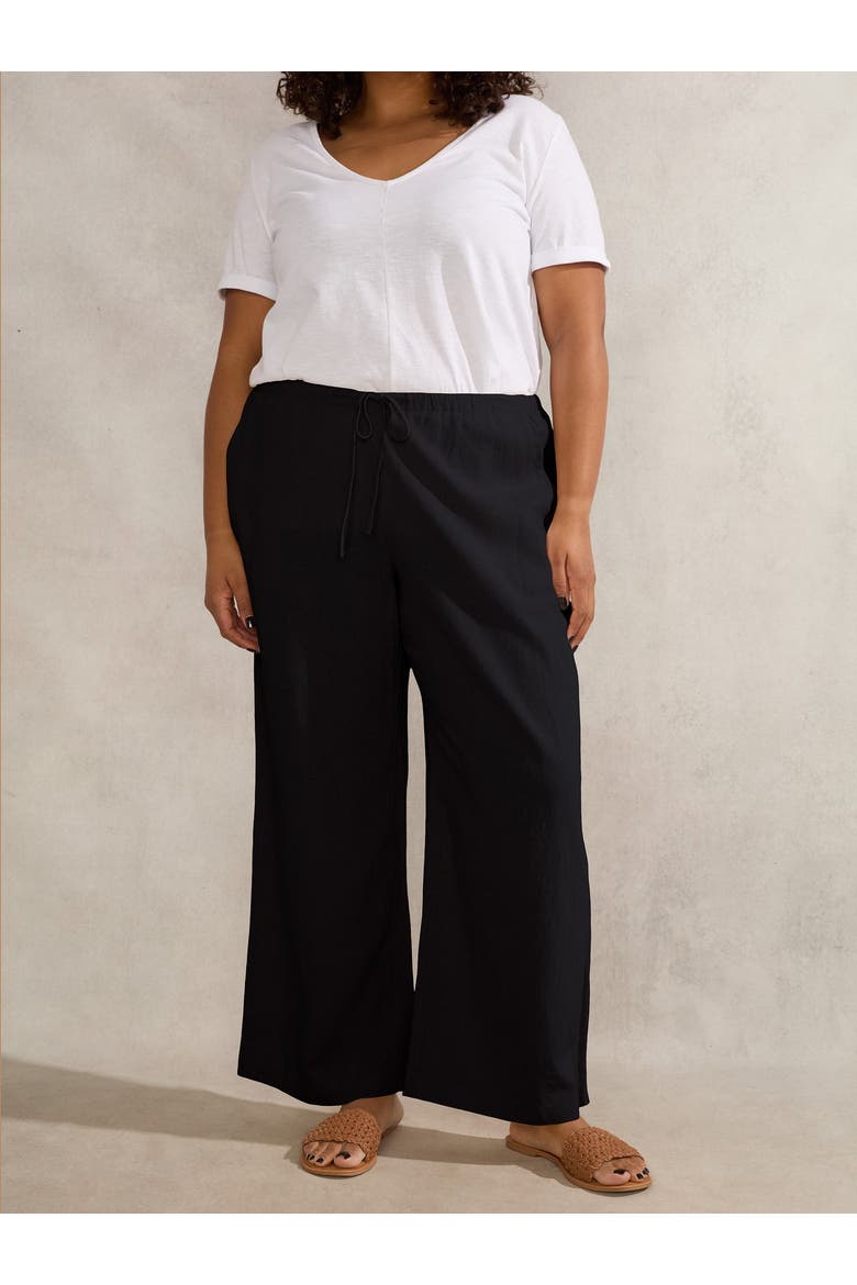 Linen Full Length  Drawstring Pants, Main, color, Black