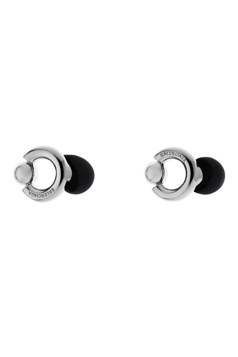 Berlin Earrings, Alternate, color, SHINY SILVER/ BLACK