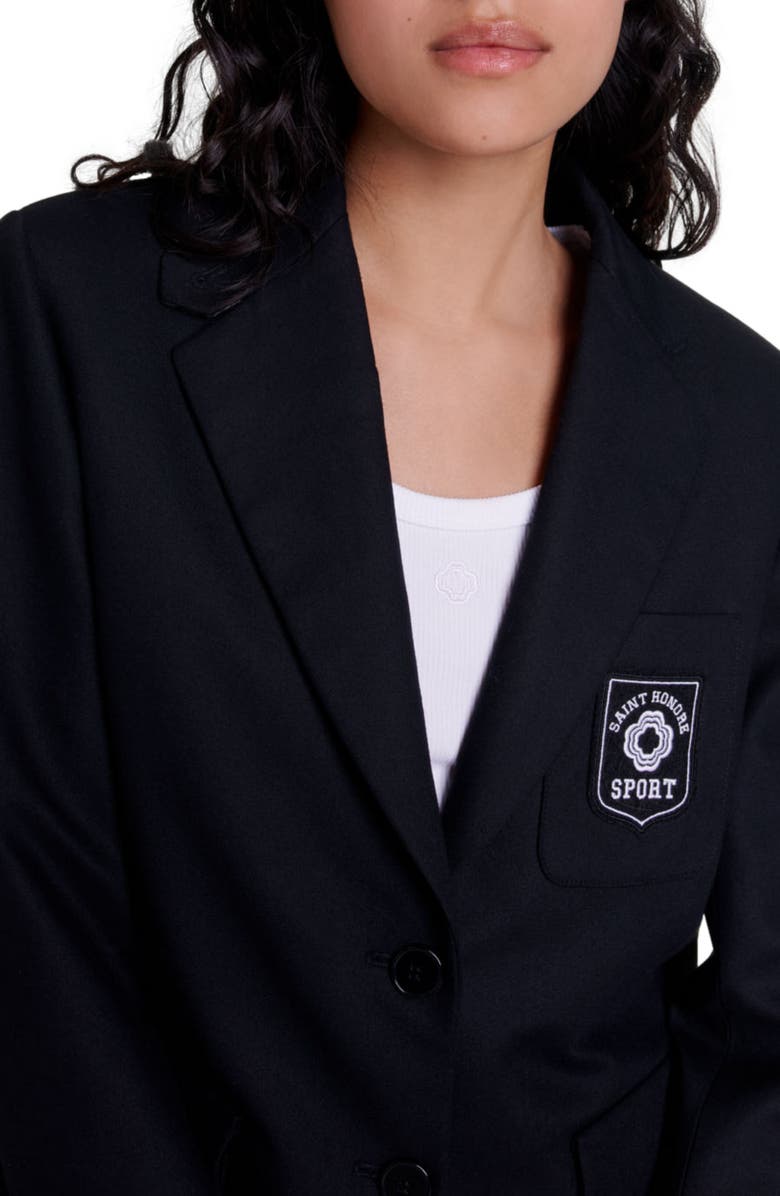 maje Embroidered suit jacket, Alternate, color, 