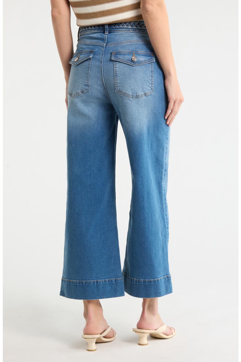Dylan Braid Waist Wide Leg Jeans, Alternate, color, MEDIUM WASH