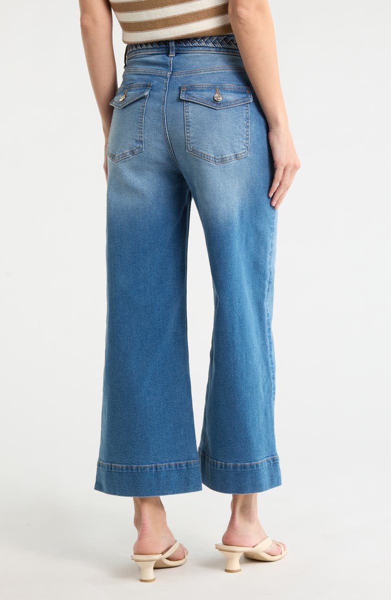 Vigoss Dylan Braid Waist Wide Leg Jeans, Alternate, color, Med Wash