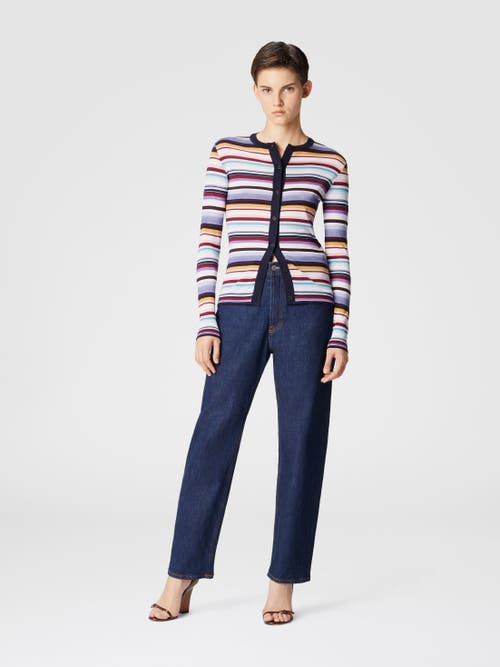 Missoni Striped Wool Blend Knit Cardigan In Multicoloured