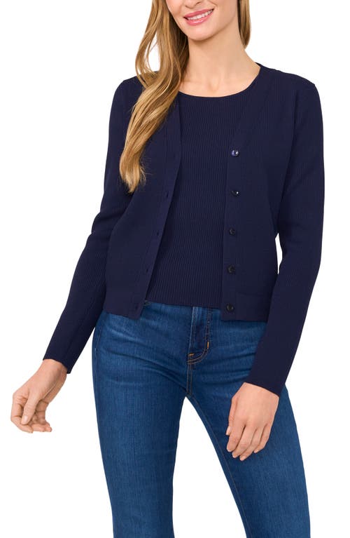 Ted Baker Rib V-neck Cardigan In Blue