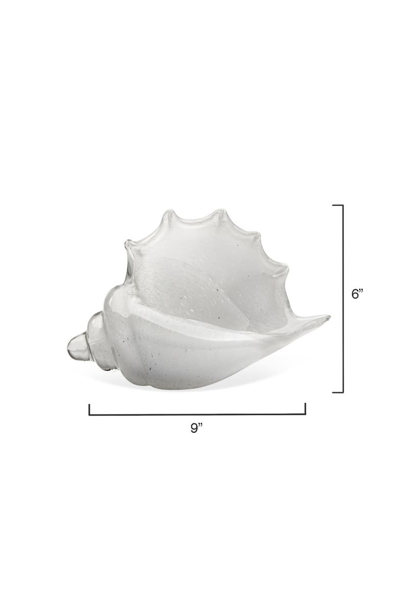 Triton Hand Blown Decorative Glass Shell, Grey, Alternate, color, White