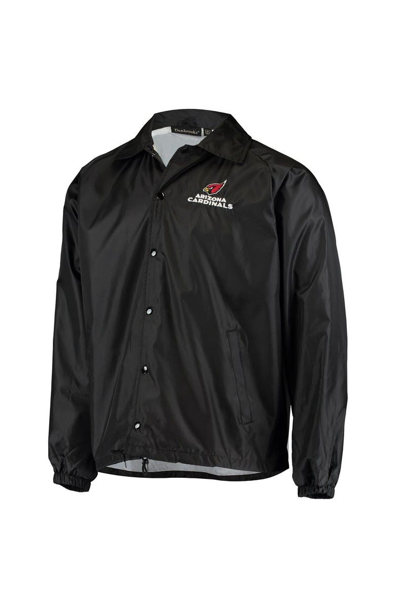 DUNBROOKE Men's Black Arizona Cardinals Coaches Classic Raglan Full-Snap Windbreaker Jacket, Alternate, color, Black