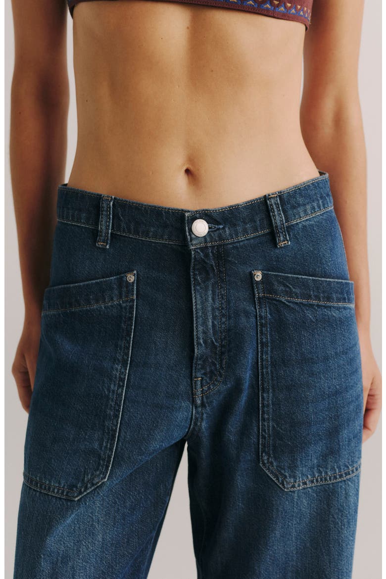 Bilie High Waist Barrel Ankle Jeans, Main, color, EVENING AURA