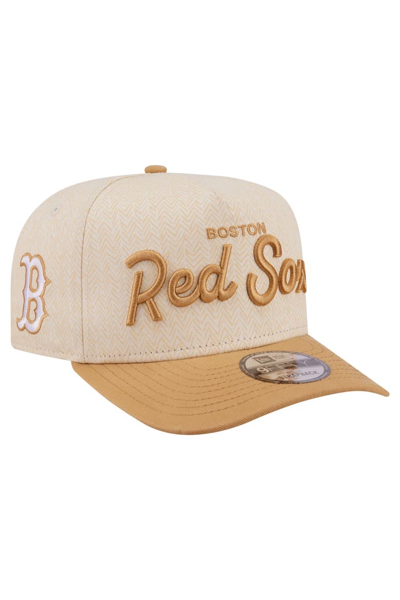 Men's New Era  Cream Boston Red Sox Herringbone 9FIFTY A-Frame Snapback Hat, Main, color, Cream