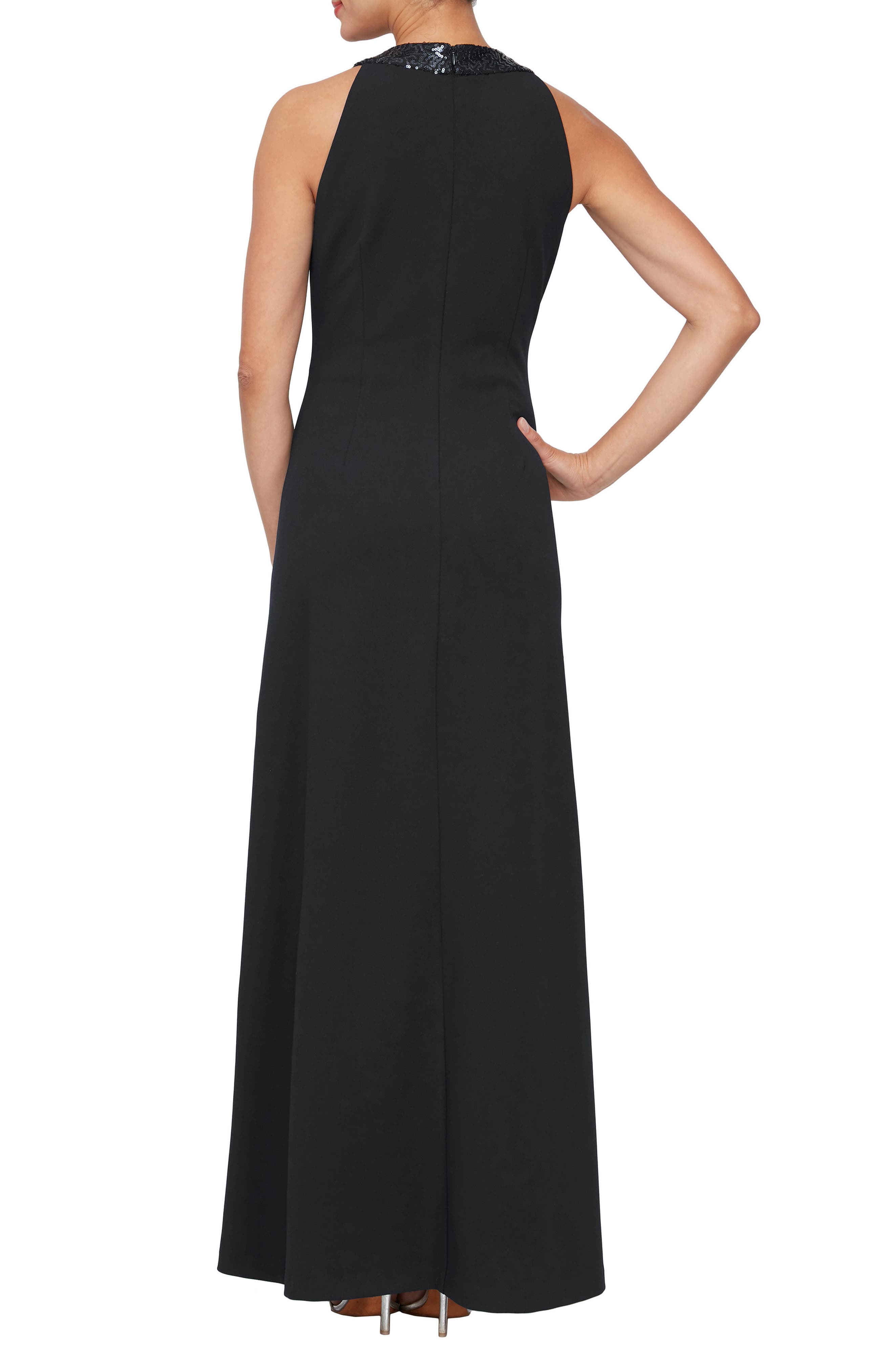 Sequin Halter Neck Ruffle Gown - image 2