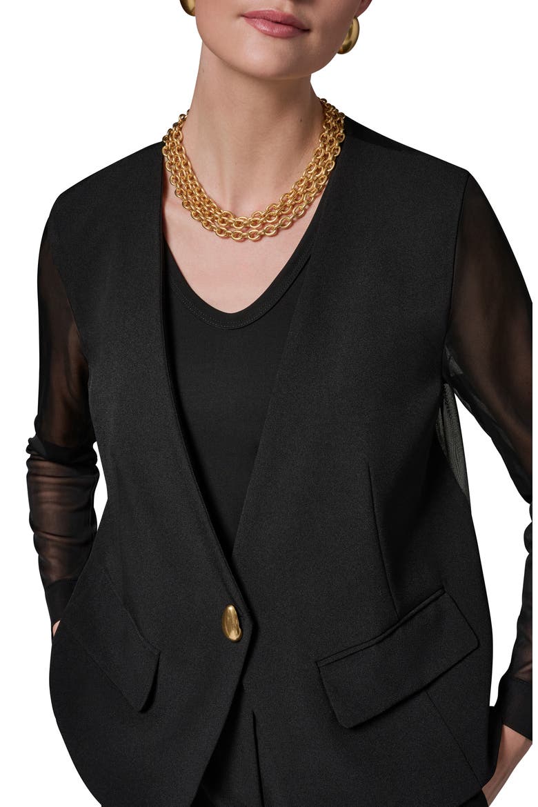 Sheer Contrast Jacket, Alternate, color, BLACK