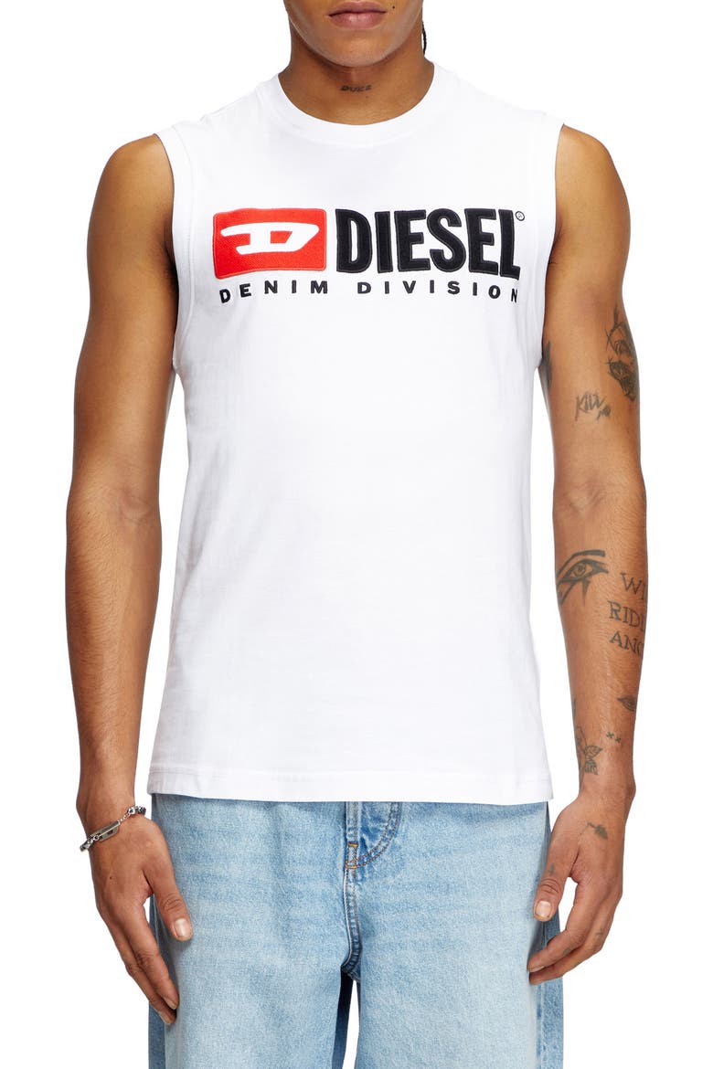 T-Isco-Div Logo Appliqué Muscle Tee, Main, color, WHITE