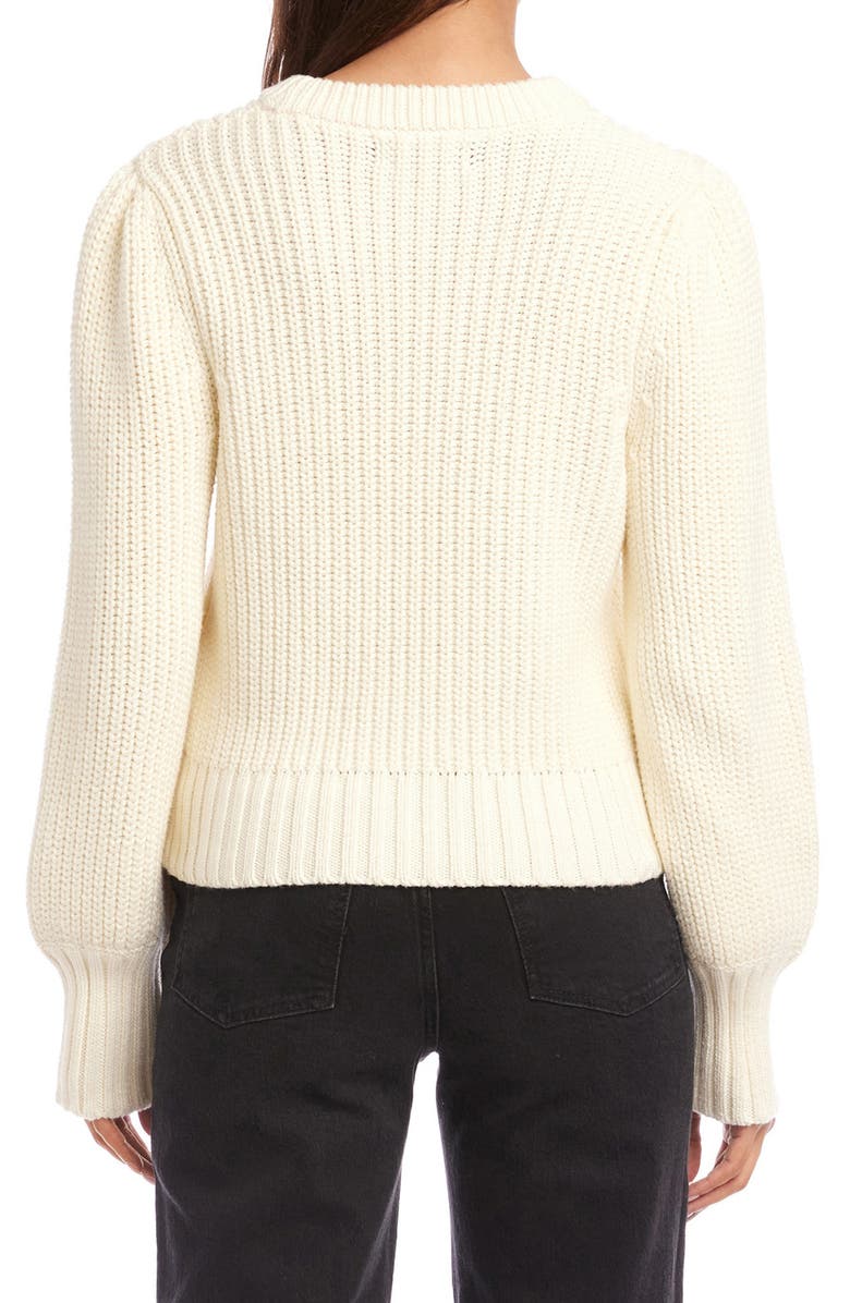 FIFTEEN TWENTY Brylee Crochet Flower Puff Sleeve Stretch Cotton Sweater, Alternate, color, Cream