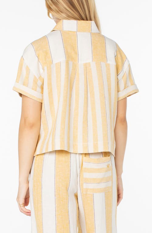 Roxy Kula Linen Blend Crop Button-up Shirt
